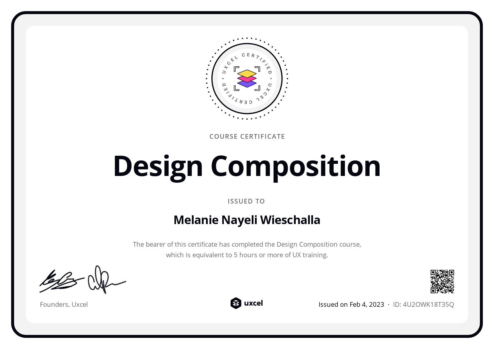 Melanie Nayeli Wieschalla's certificate